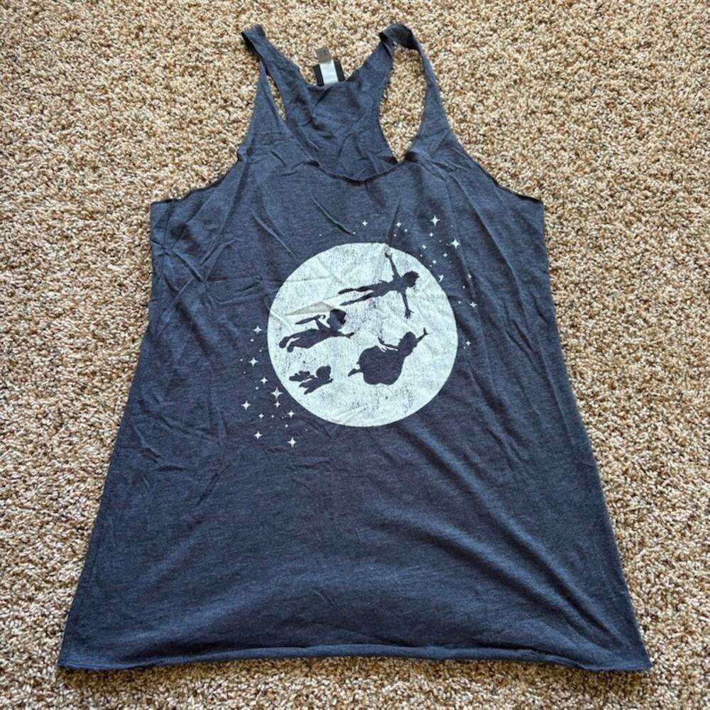 Disney Racerback Tank Top Peter Pan You Can Fly Womens sz XL Dk Gray